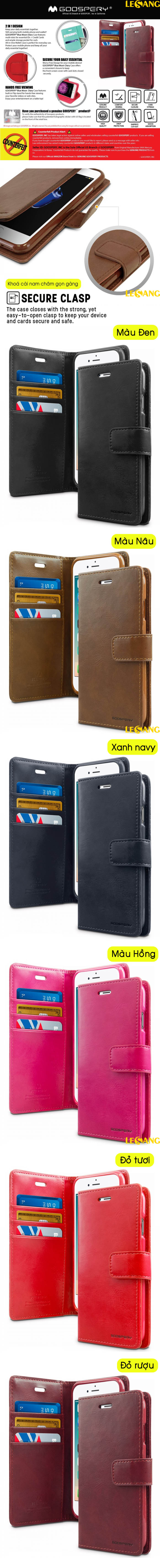 Bao da iPhone 8 Plus / 7 Plus Mercury Blue Moon Wallet Diary 4