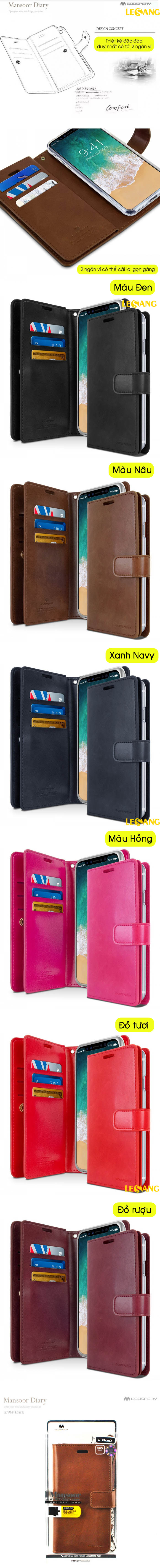 Bao da iPhone X Mercury Mansoor Wallet Diary Case 4