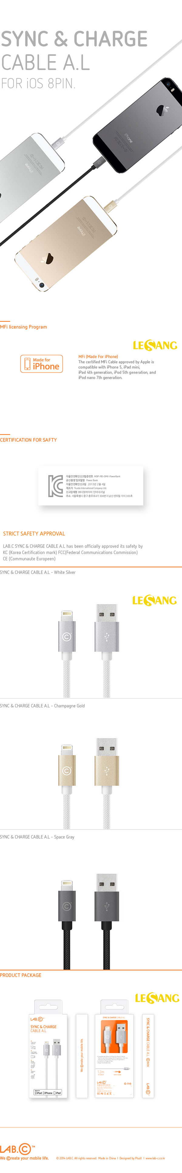 Cáp Lightning iphone, ipad, ipad LAB-C 1,2m (Korea) 326