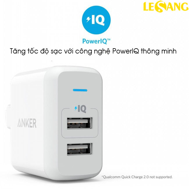 Củ sạc nhanh iphone 2 cổng USB Anker PowerPort 2 Lite - 12W (USA) 1