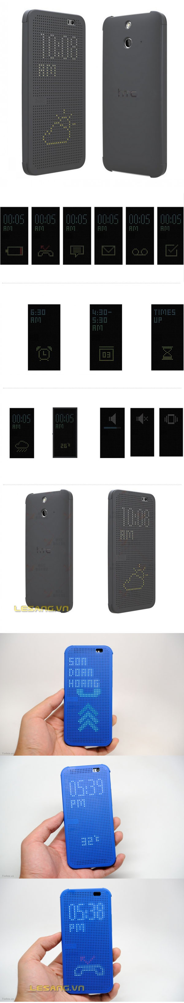 Bao da HTC One E8 Dot View chính hãng 3
