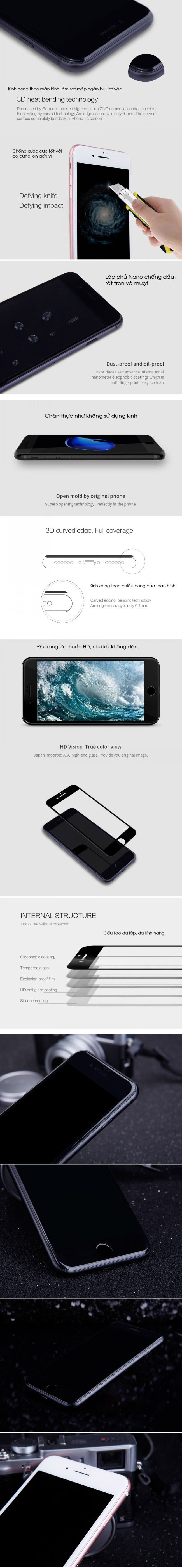 Dán kính cường lực iphone 7 Plus Smart Devil 3D Full màn hình 23
