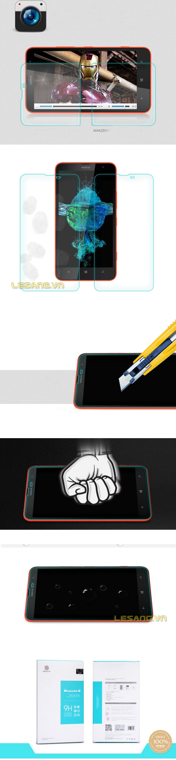 Miếng dán kính cường lực Lumia 1320 Nillkin Amazing chống vỡ - 5