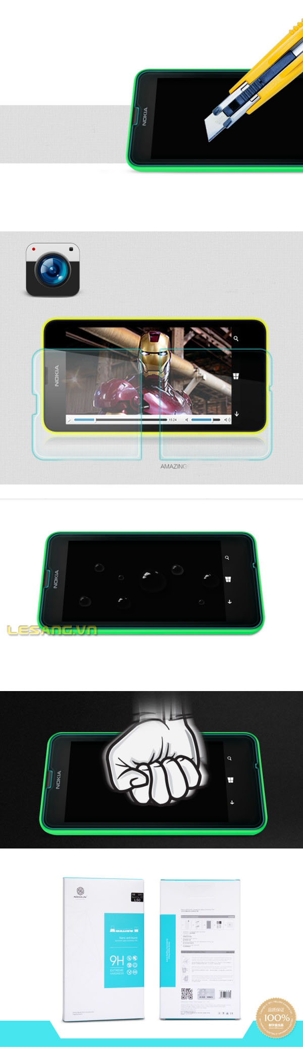 Miếng dán kính cường lực Lumia 630 Nillkin Amazing H - 5