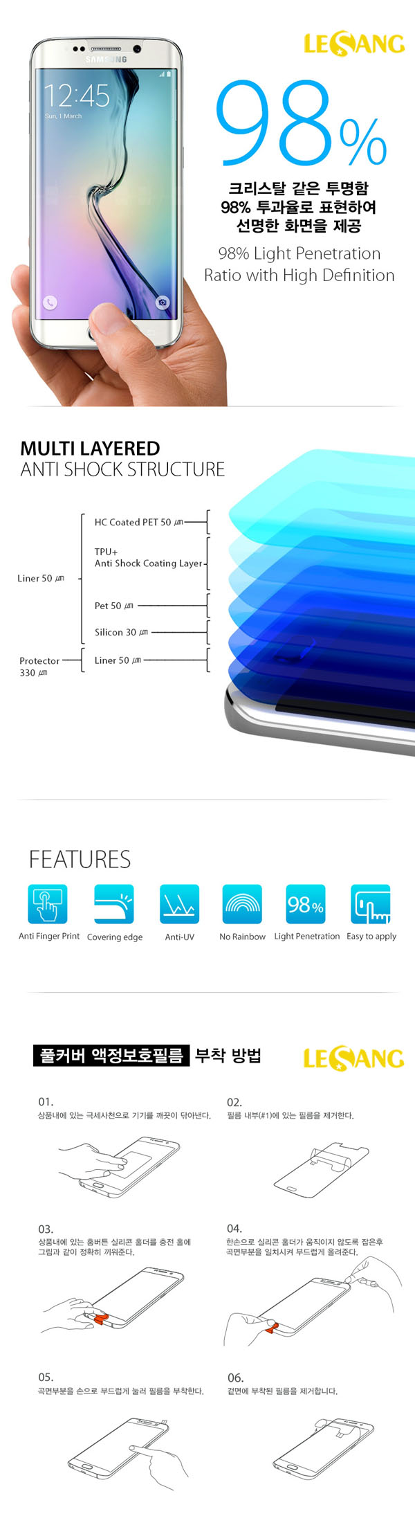 Miếng dán màn hình Galaxy S6 Edge Vmax Full màn hình 3