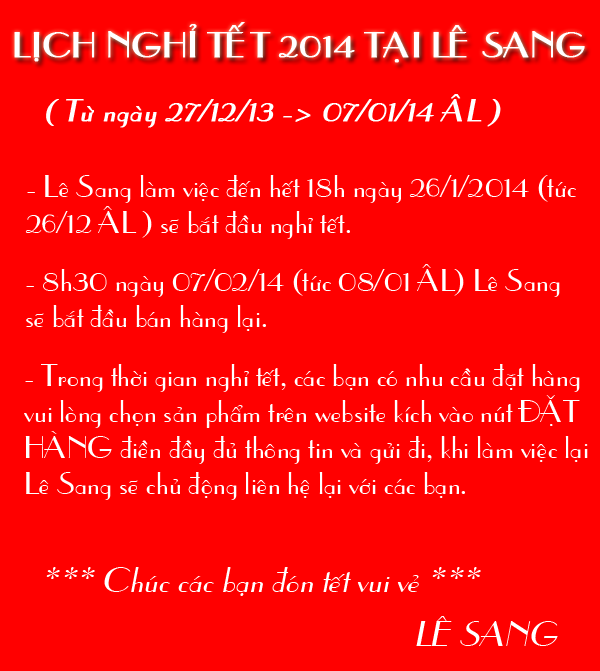 Thông báo lịch nghỉ tết 2014 tại Lê Sang - 1