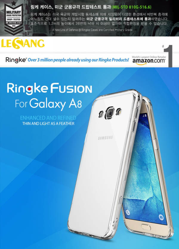Ốp lưng Galaxy A8 Ringke Fusion trong suốt 1