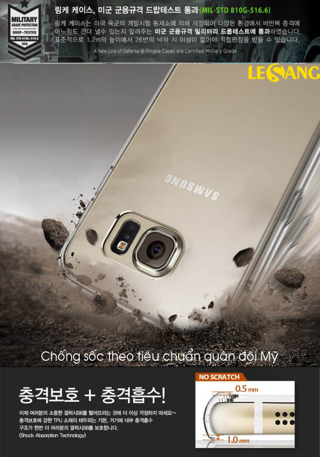 Ốp lưng Galaxy S6 Ringke Fusion trong suốt (USA) 23