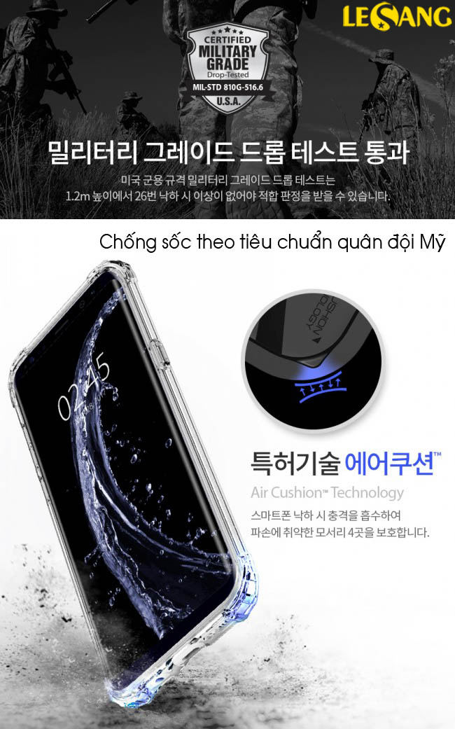 Ốp lưng Galaxy S8 Spigen Crytal Shell chống sốc trong suốt 2