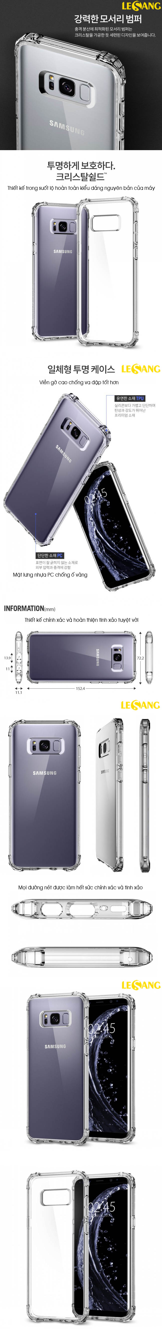 Ốp lưng Galaxy S8 Spigen Crytal Shell chống sốc trong suốt 325