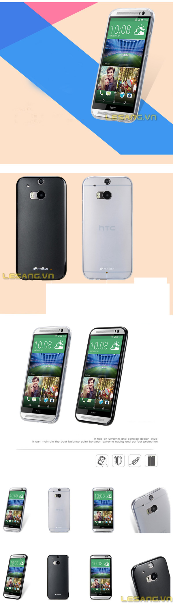 Ốp lưng HTC One M8 Melkco Poly nhựa dẻo, mỏng gọn
 - 5