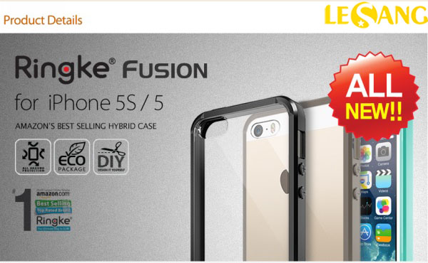 Ốp lưng iphone SE/5S/5 Ringke Fusion trong suốt 1