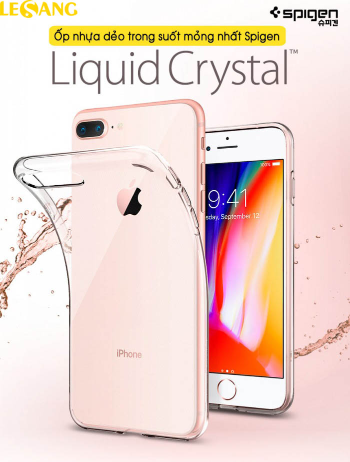 Ốp lưng iPhone 8 Plus / 7 Plus Spigen Liquid Crytal nhựa dẻo trong suốt 2