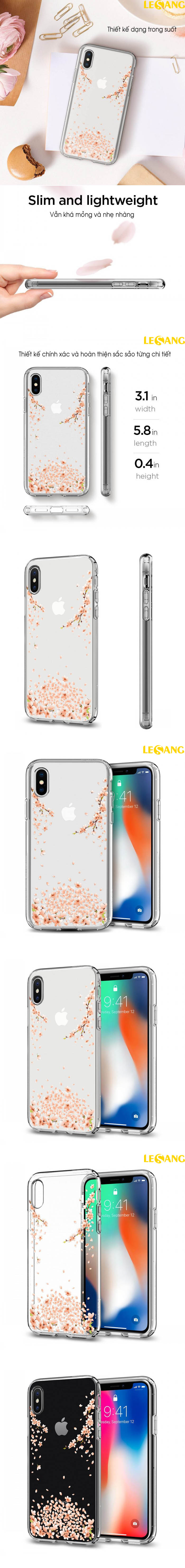 Ốp lưng iPhone X / iPhone 10 Spigen Liquid Crystal Blossom 5