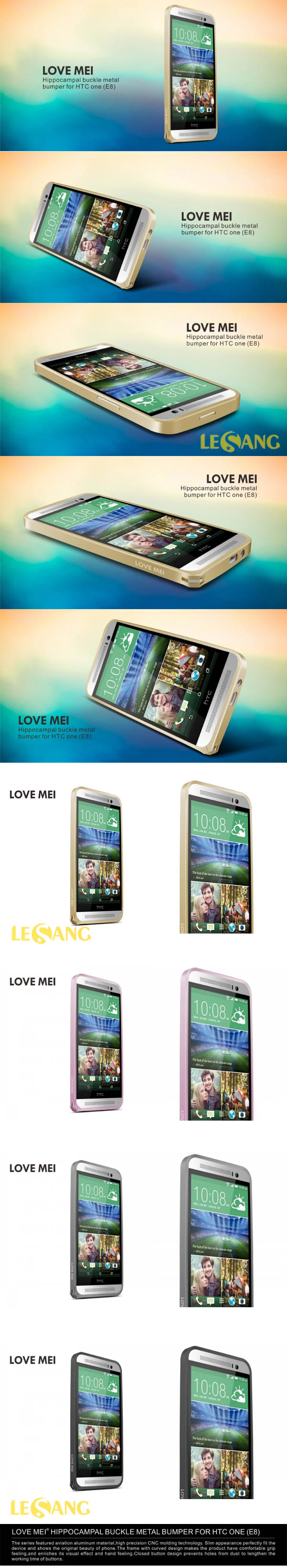Ốp viền HTC One E8 Love Metal 123