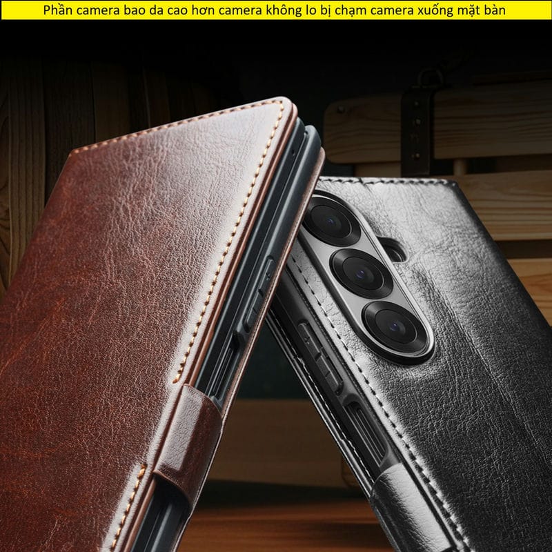 Bao da Galaxy Z Fold 6 Qlino da bò thật