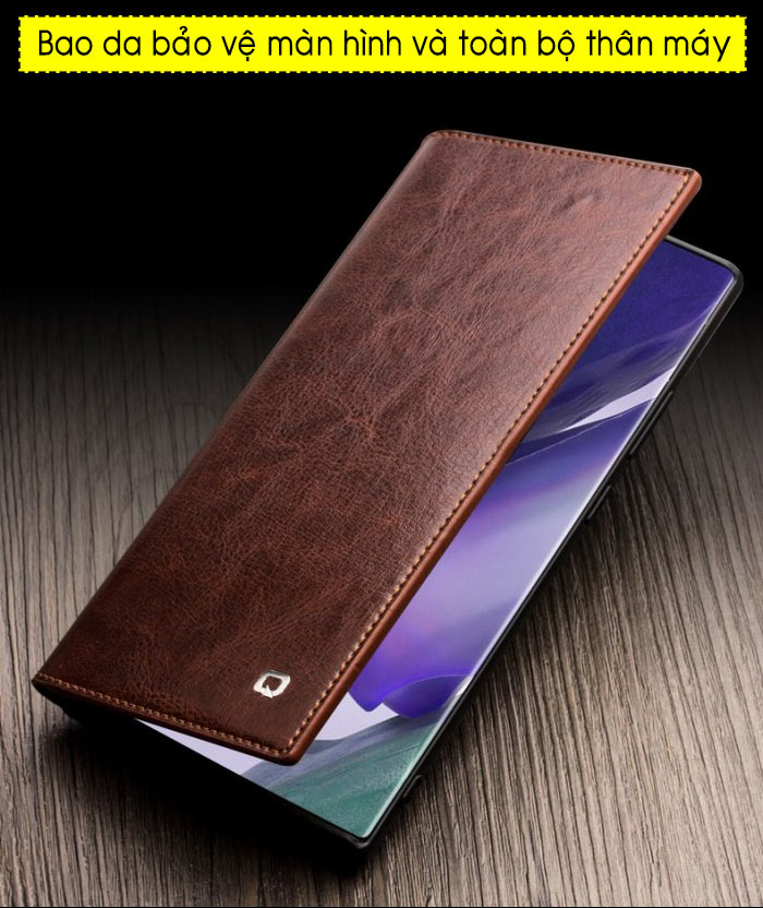Bao da Samsung Note 20 Ultra 5G Qlino Wallet da bò thật 4