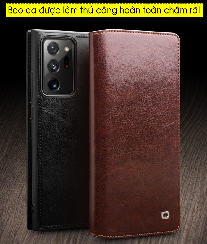 Bao da Samsung Note 20 Ultra 5G Qlino Wallet da bò thật 1