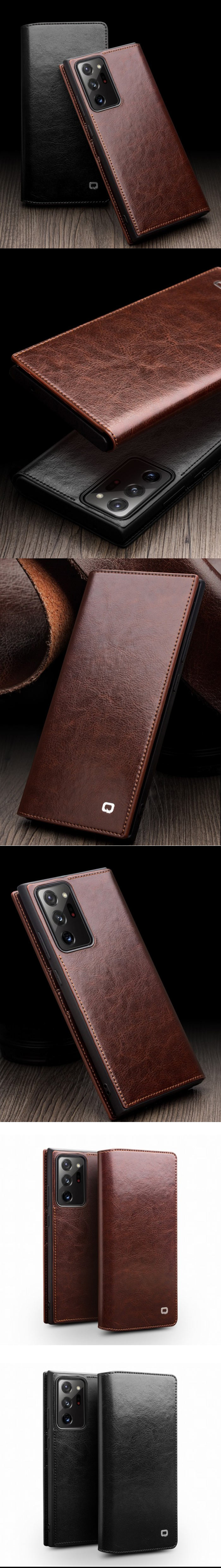 Bao da Samsung Note 20 Ultra 5G Qlino Wallet da bò thật 5