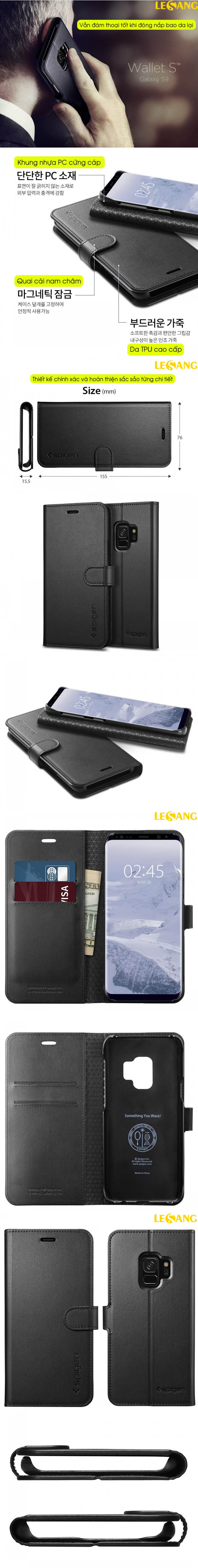 Bao da Galaxy S9 Spigen Wallet S ví đa năng 325