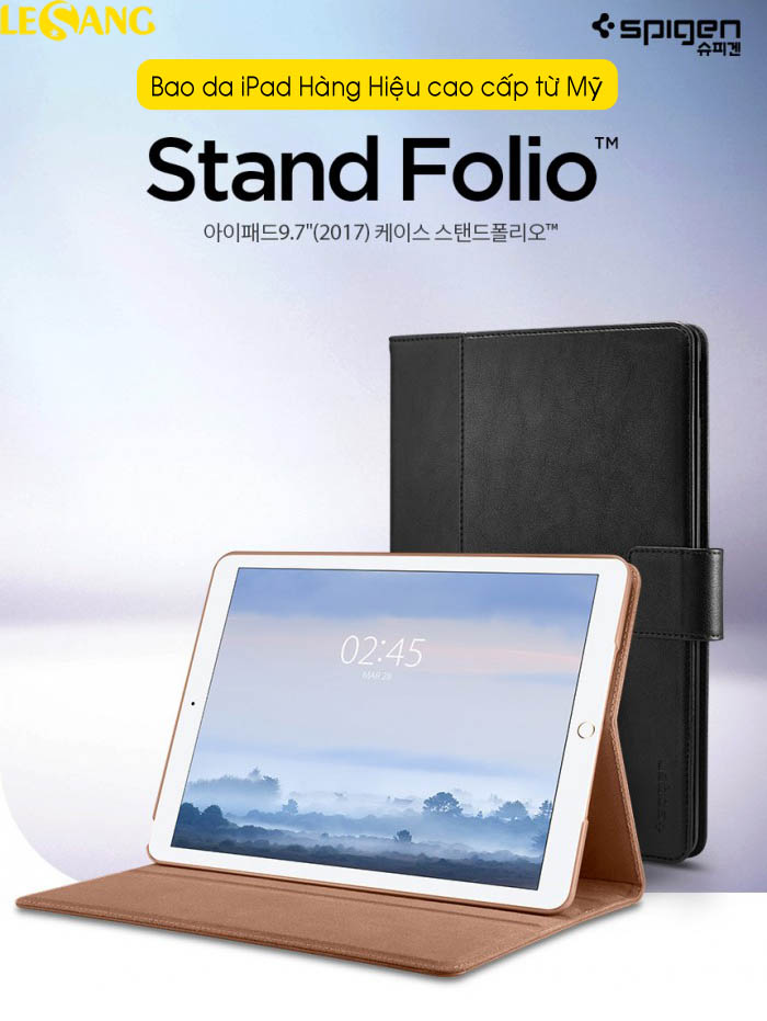 Bao da iPad 9.7 (2018/2017) Spigen Case Stand Folio 11