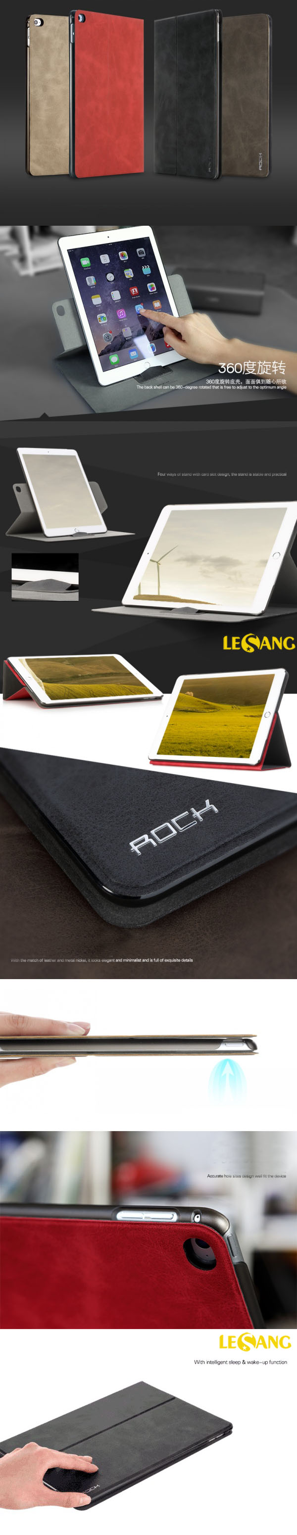 Bao da ipad Air 2 Rock Rotate xoay 360 độ 3265