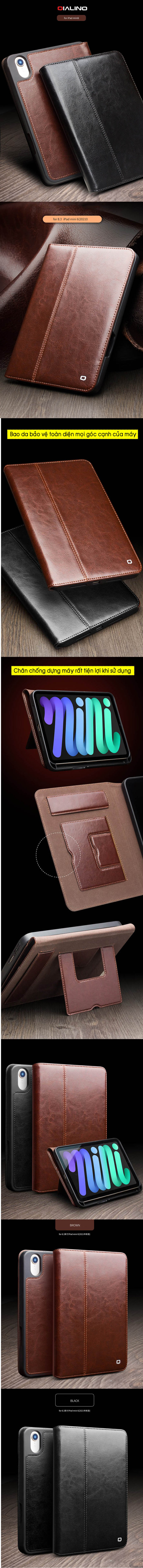 Bao da iPad Mini 6 2021 Qlino Wallet da bò thật 4