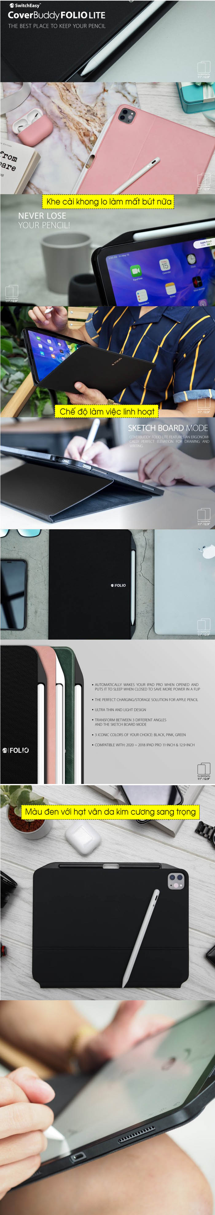 Bao da iPad Pro 11 2020 SwitchEasy Cover Buddy Folio Lite 4