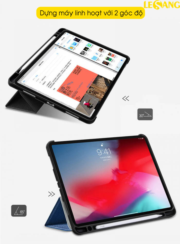 Bao da iPad Pro 11 inch (2018) Ringke Smart Case + Kính cường lực 3