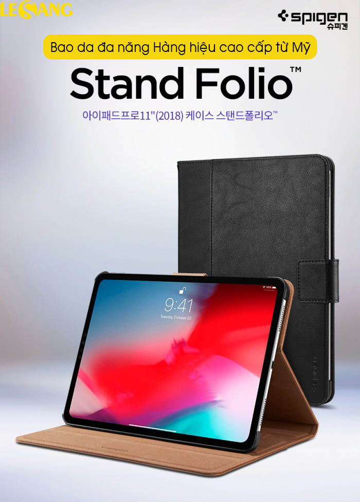 Bao da iPad Pro 11 inch (2018) Spigen Case Stand Folio	 1