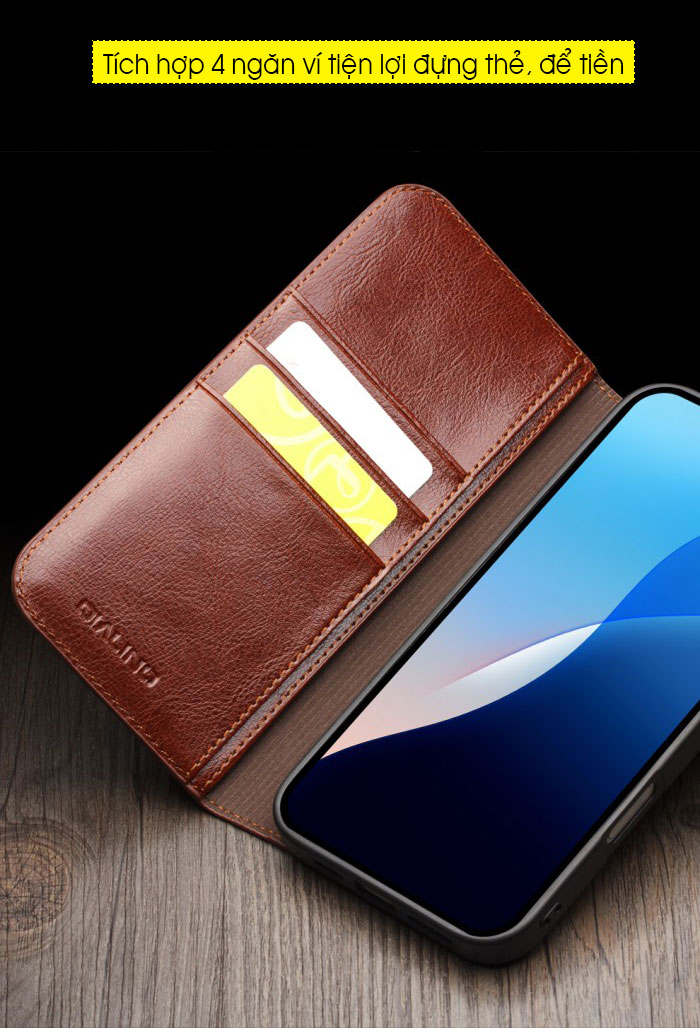 Bao da iPhone 16 Pro Max Qlino Wallet da thật 3