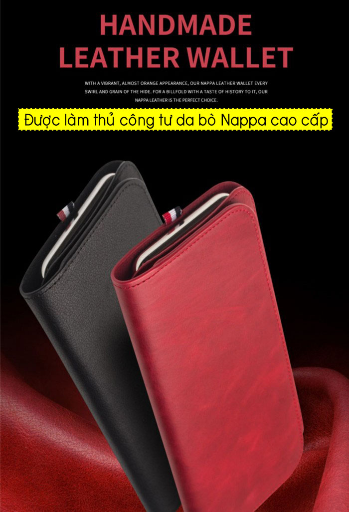 Ví đựng điện thoại đa năng iPhone/Samsung Qlino da bò Nappa 2