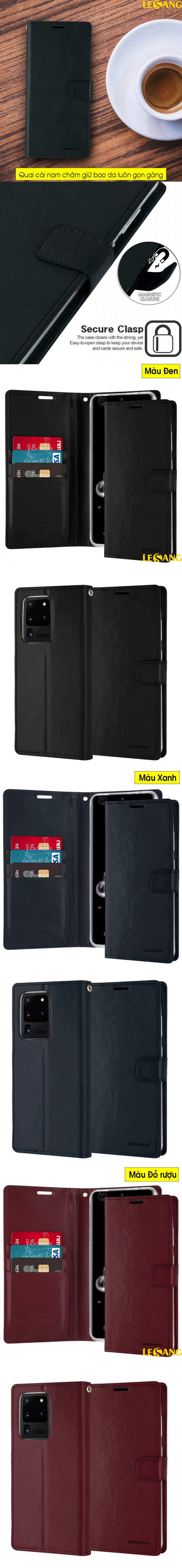 Bao da Samsung S20 Ultra Mercury Blue Moon Wallet Diary 5