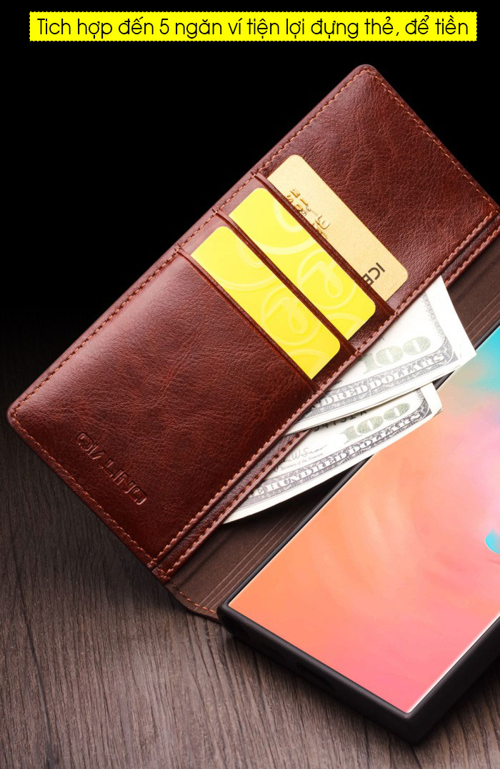 Bao da Galaxy S25 Ultra Qlino Wallet da bò thật 2