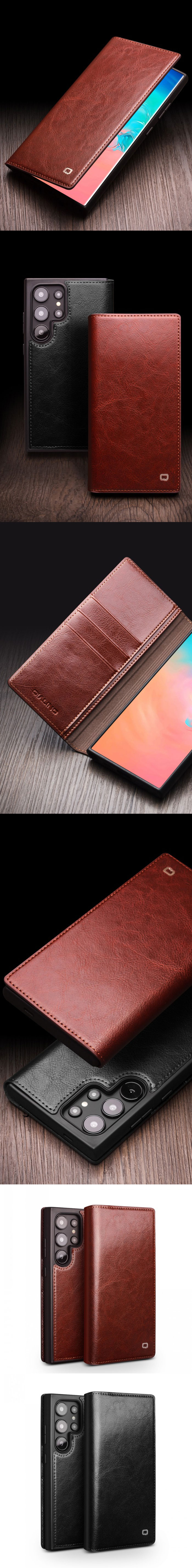 Bao da Galaxy S25 Ultra Qlino Wallet da bò thật 251