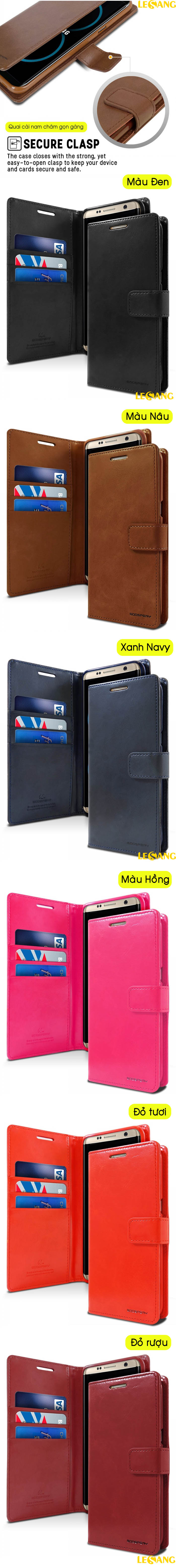Bao da Samsung S8 Plus Mercury Blue Moon Wallet Diary 4