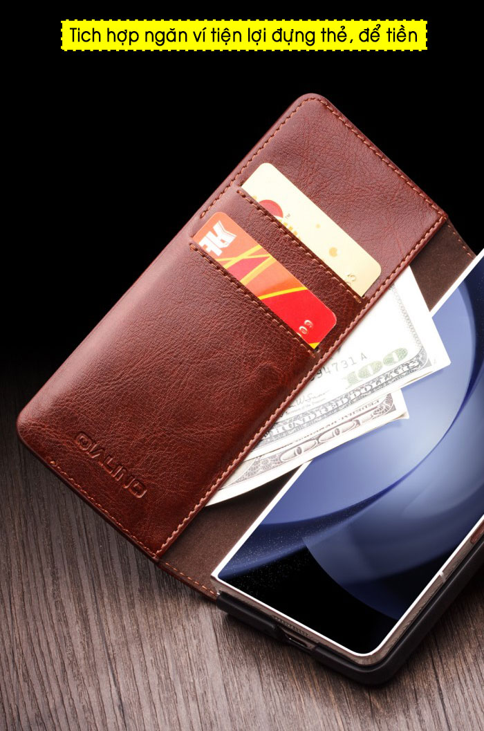 Bao da Galaxy Z Fold 5 Qlino Wallet da thật, rất trang nhã 3