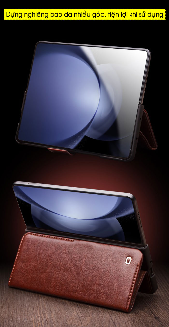 Bao da Galaxy Z Fold 5 Qlino Wallet da thật, rất trang nhã 5