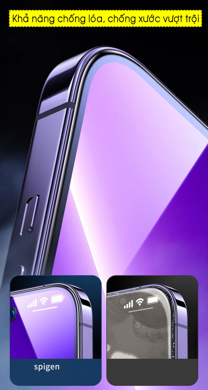 Kính cường lực iPhone 14 Pro Max Spigen GLAS-tR Slim HD 7