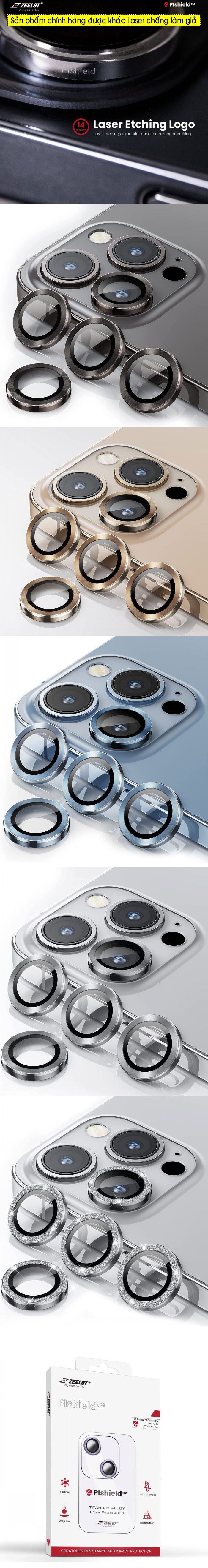 Dán Camera iPhone 14 Pro Max/14 Pro Zeelot Titanium cường lực 4