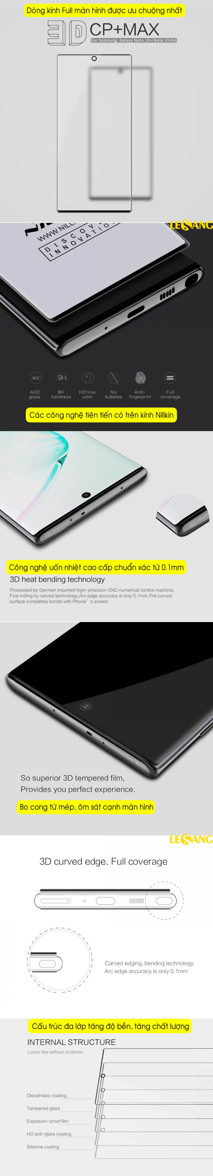 Dán kính cường lực Samsung Note 10 Nillkin Cp+ Max Full màn hình 14