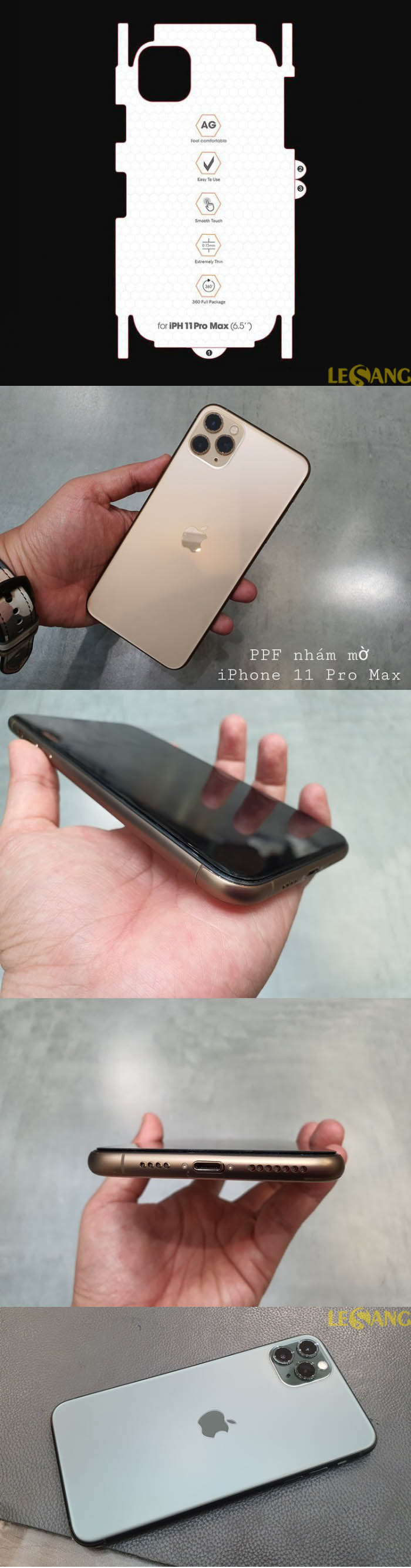 Miếng dán PPF iPhone 11 Pro Max nhám mờ Full mặt lưng 3