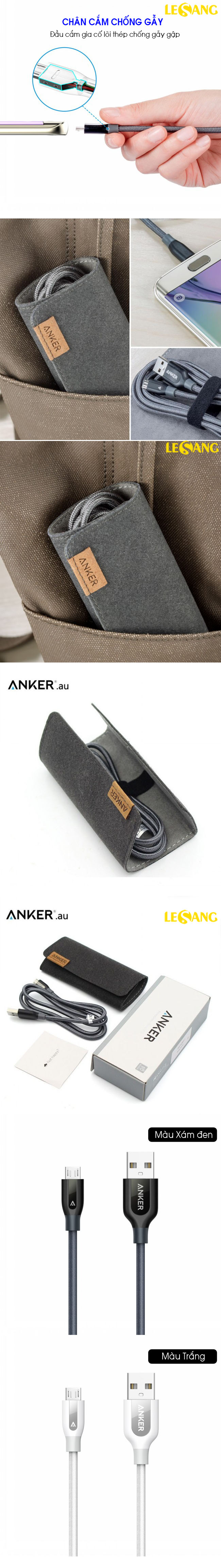 Dây cáp sạc Micro USB Anker PowerLine+ 30cm (USA) 4