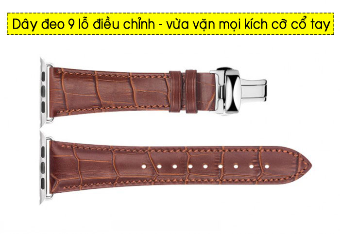Dây đeo Apple Watch 44/45/49mm da thật (vân cá sấu) Qlino Leather 7
