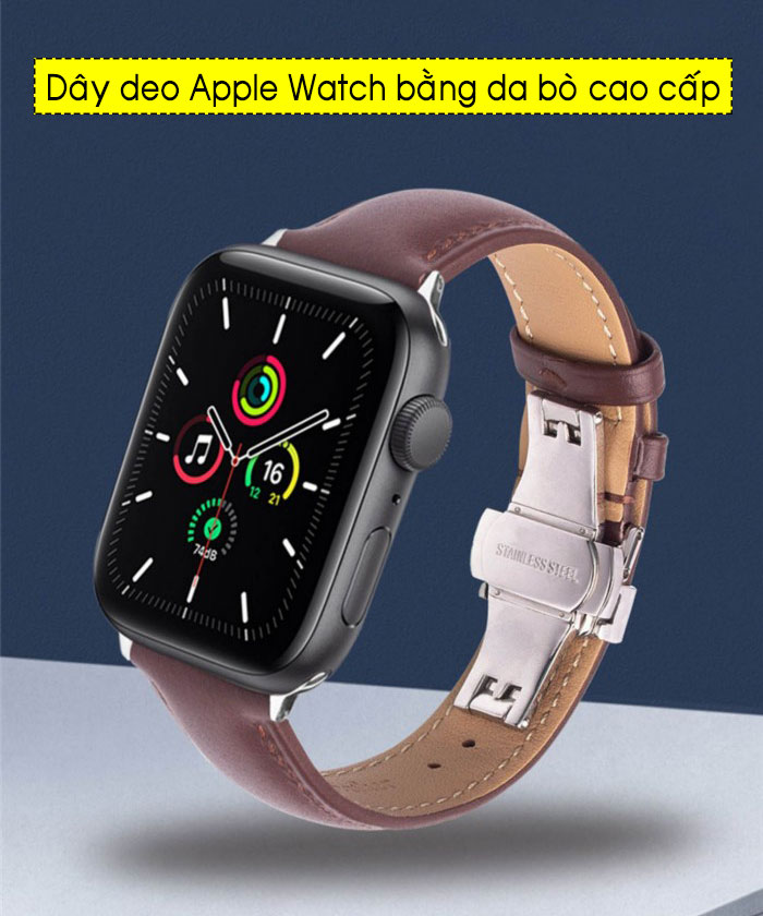 Dây đeo Apple Watch 42/44/45/49mm da thật Qlino Leather 1