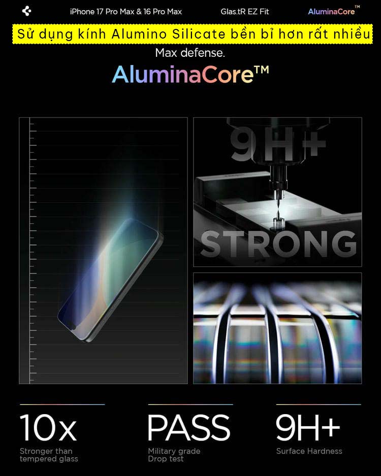 Kính cường lực iPhone 17 Pro Max Spigen Glas.tR EZ FIT - Không có viền đen 2