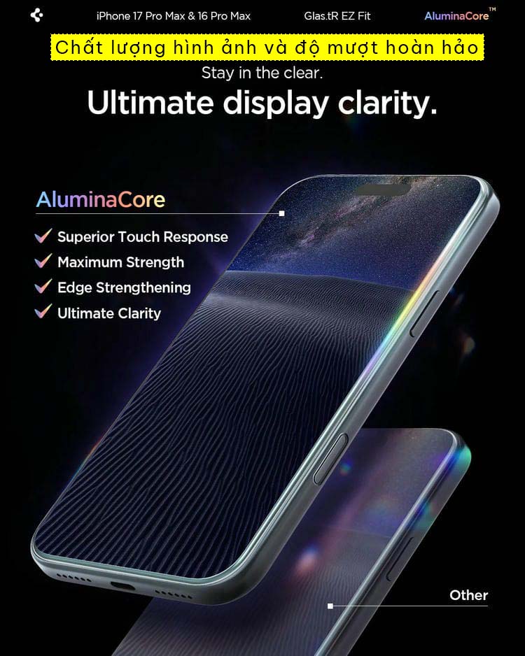 Kính cường lực iPhone 17 Pro Max Spigen Glas.tR EZ FIT - Không có viền đen 4