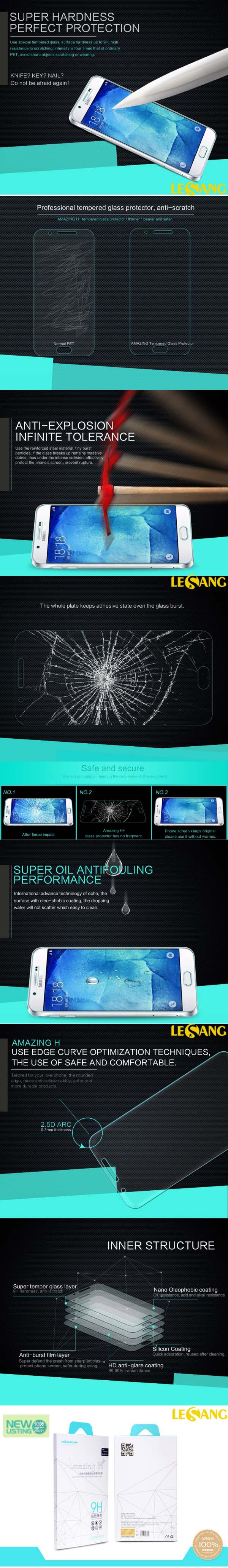 Dán kính cường lực Galaxy A8 Nillkin H+ 33
