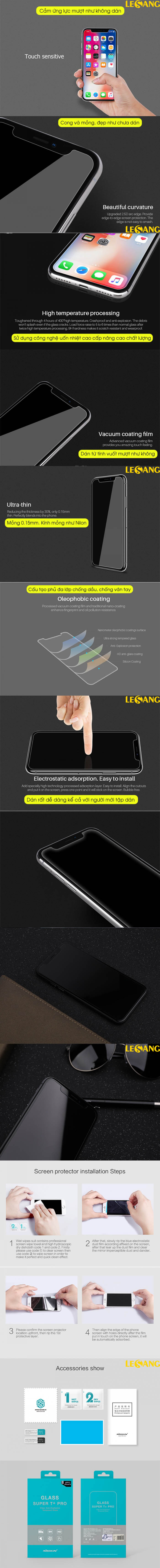 Dán kính cường lực iPhone X Nillkin T+ Pro mỏng nhất 0.15mm - 8
