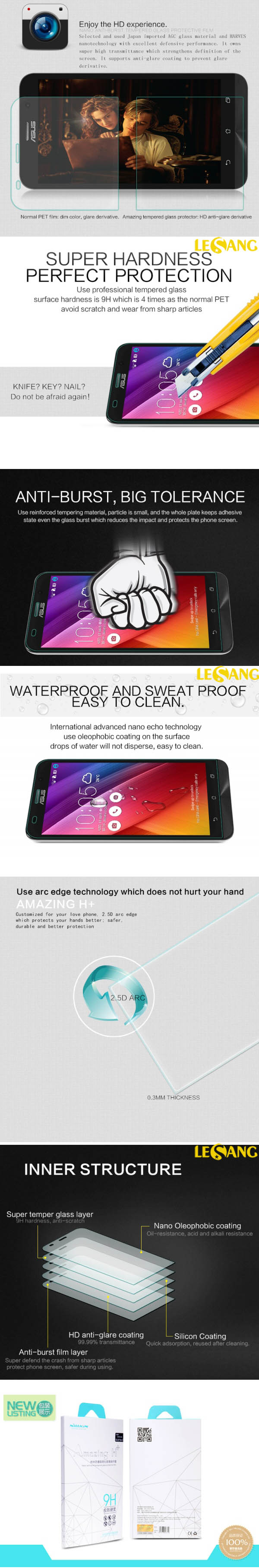 Kính cường lực Zenfone 2 5.5 inch Nillkin H+ 333
